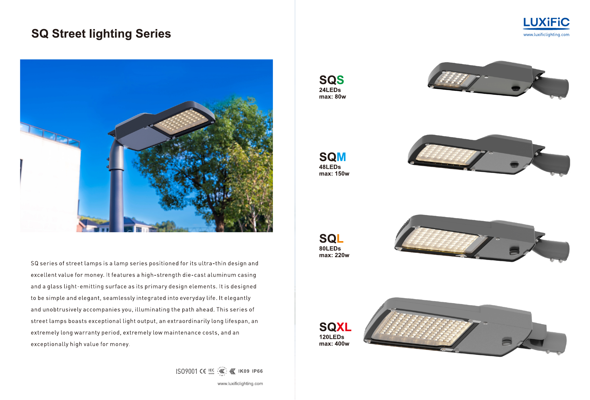 LUXIFIC Square LED street-lighting series for roadway projects
